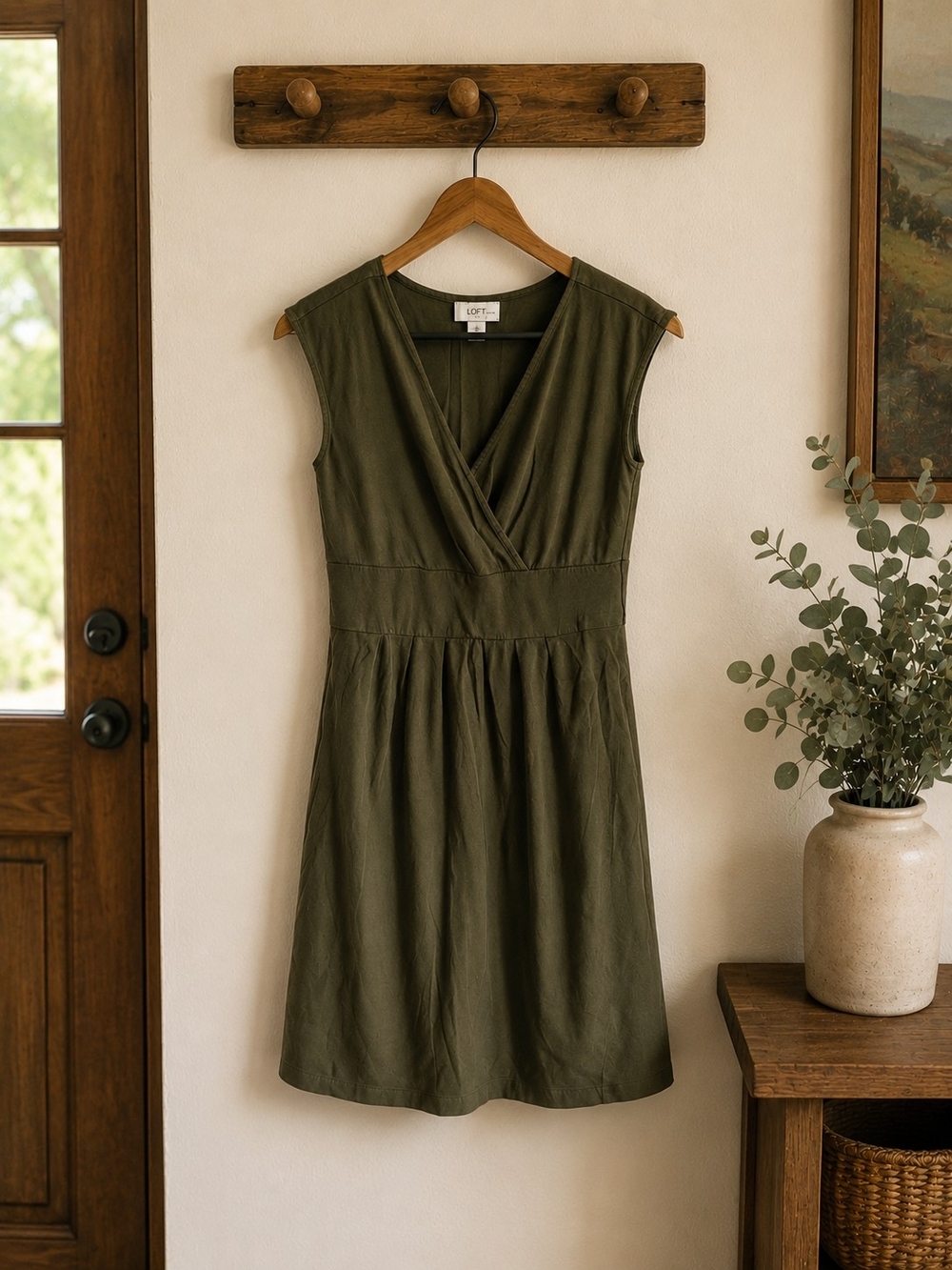 Anne Taylor LOFT Petite Short-Sleeve Tee in Olive Green